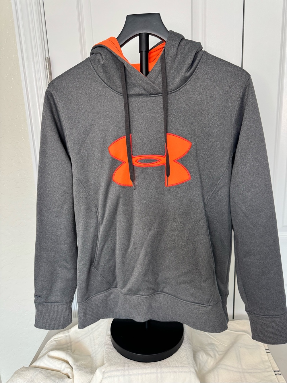 Under Armour Men's Gray Hoodie with Orange Logo